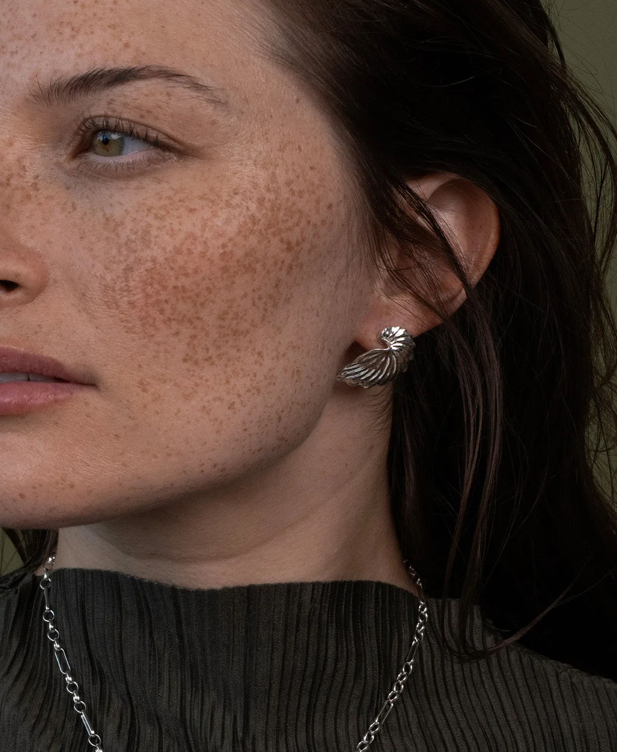 Zoe & Morgan | Paper Nautilus Earrings - Silver sold by Sisters & Co product image thumbnail 2