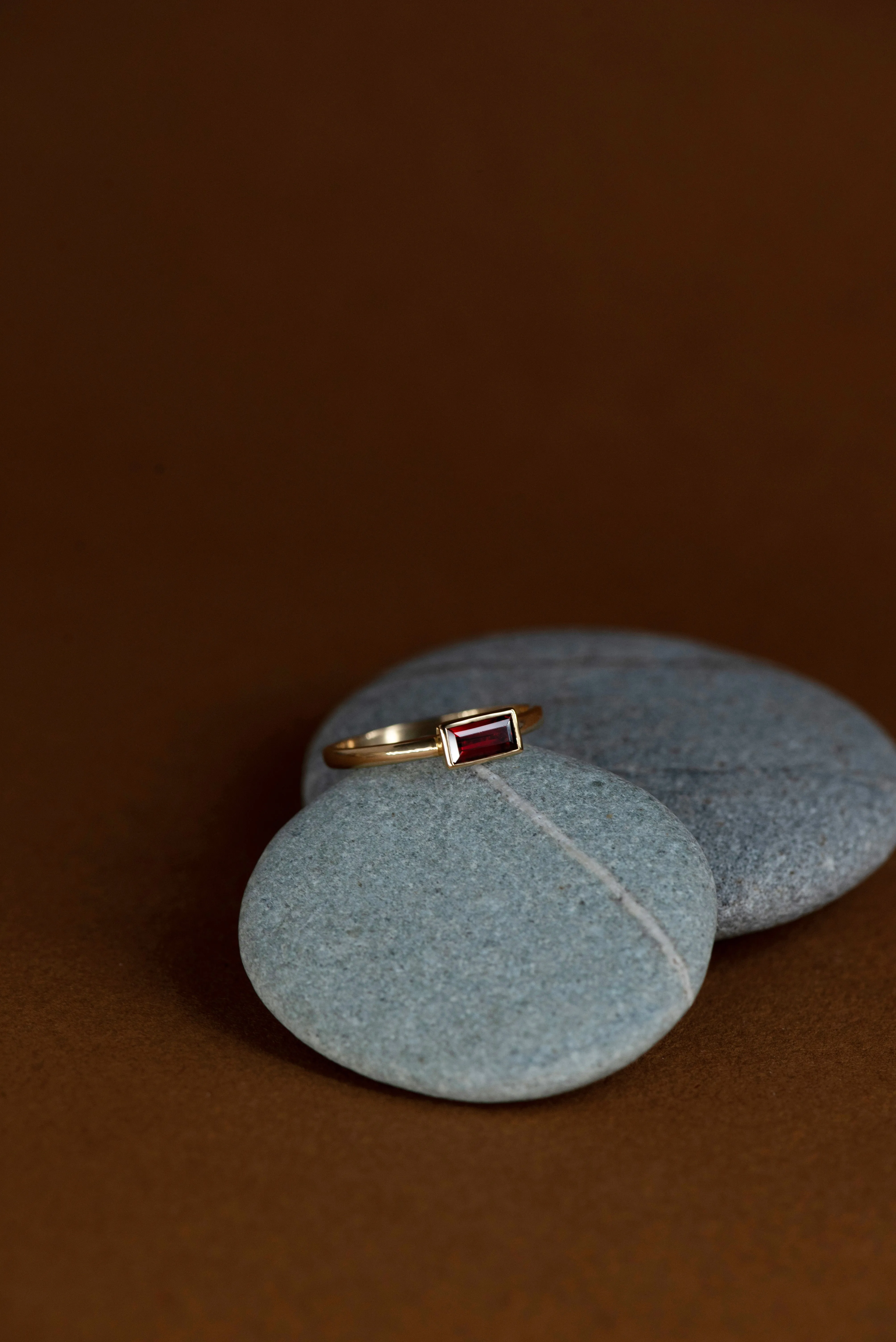 Zoe & Morgan | Mon Petit Stacking Ring - Gold/Baguette Garnet sold by Sisters & Co product image thumbnail 2