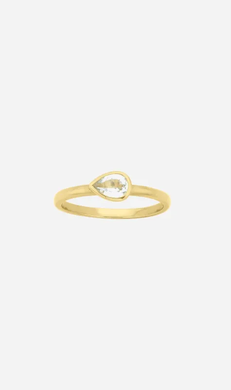 Zoe & Morgan | Mon Petit Stacking Ring - Gold/Pear White Topaz sold by Sisters & Co