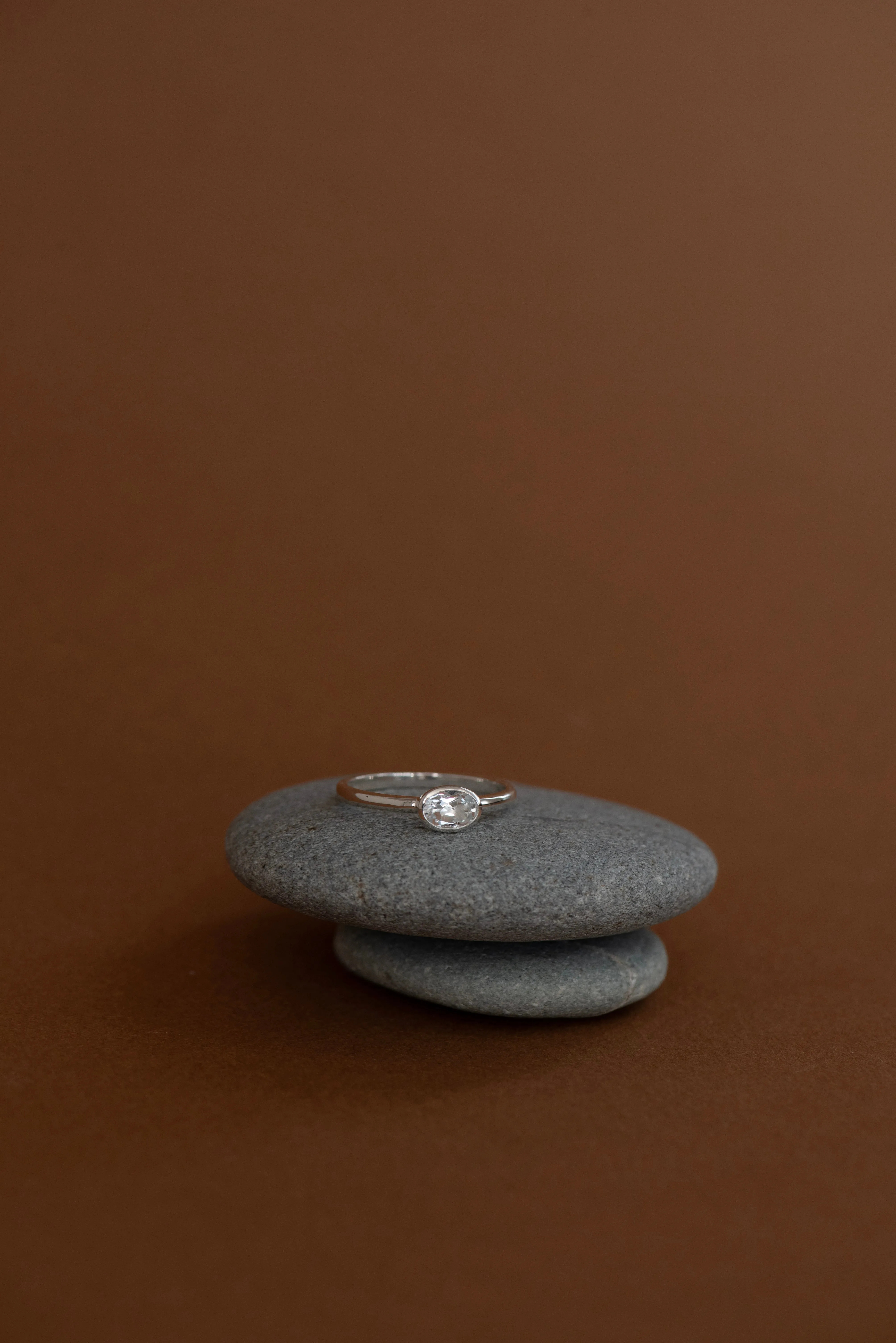 Zoe & Morgan | Mon Petit Stacking Ring - Silver/Oval White Topaz sold by Sisters & Co product image thumbnail 2