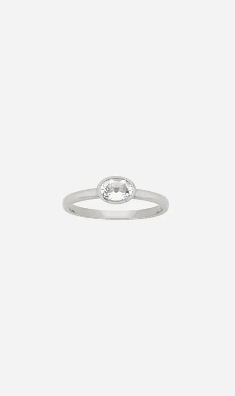 Zoe & Morgan | Mon Petit Stacking Ring - Silver/Oval White Topaz sold by Sisters & Co