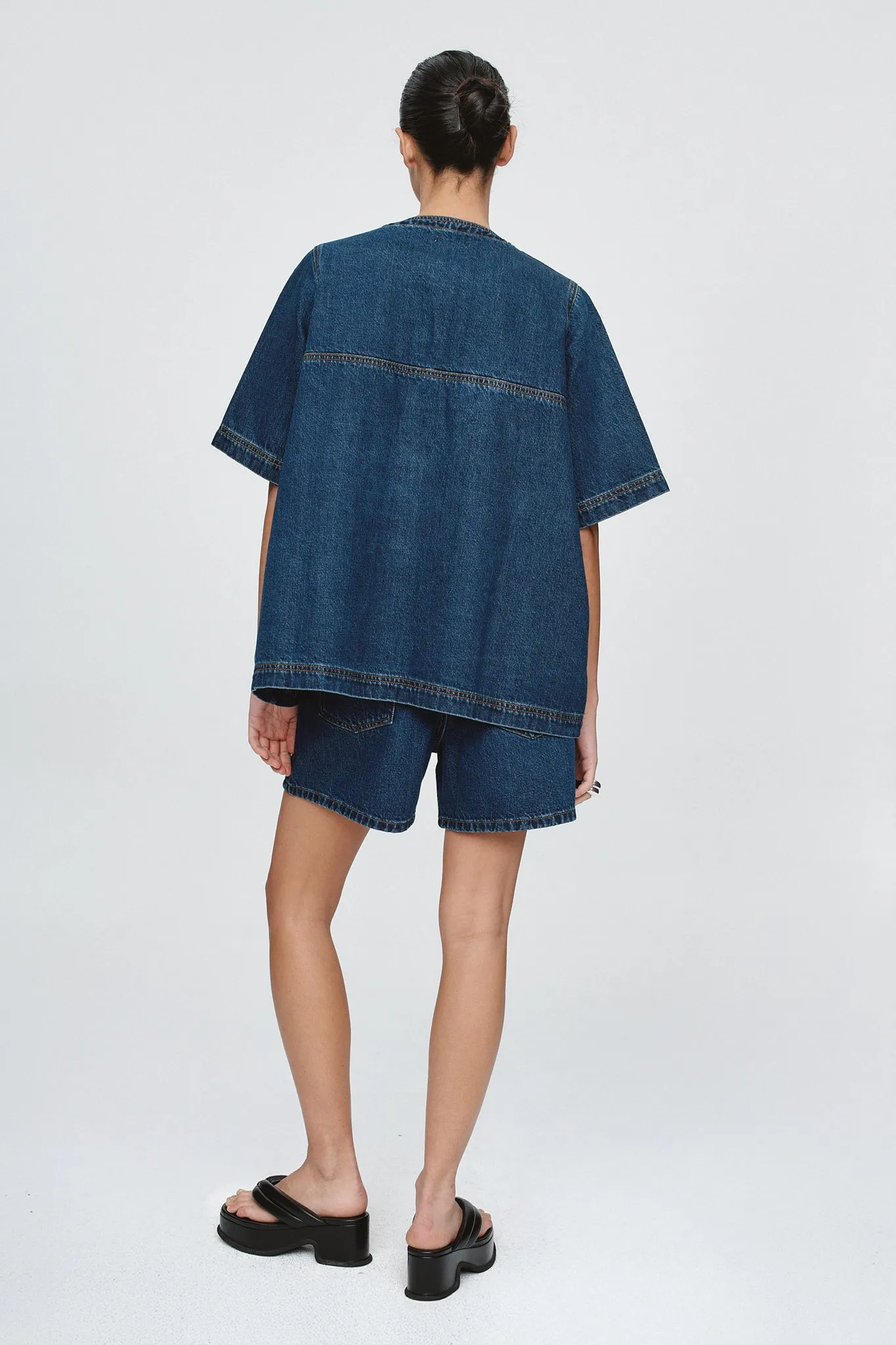 Marle | Short Sleeve Seam Shirt - Classic Blue sold by Sisters & Co product image thumbnail 4