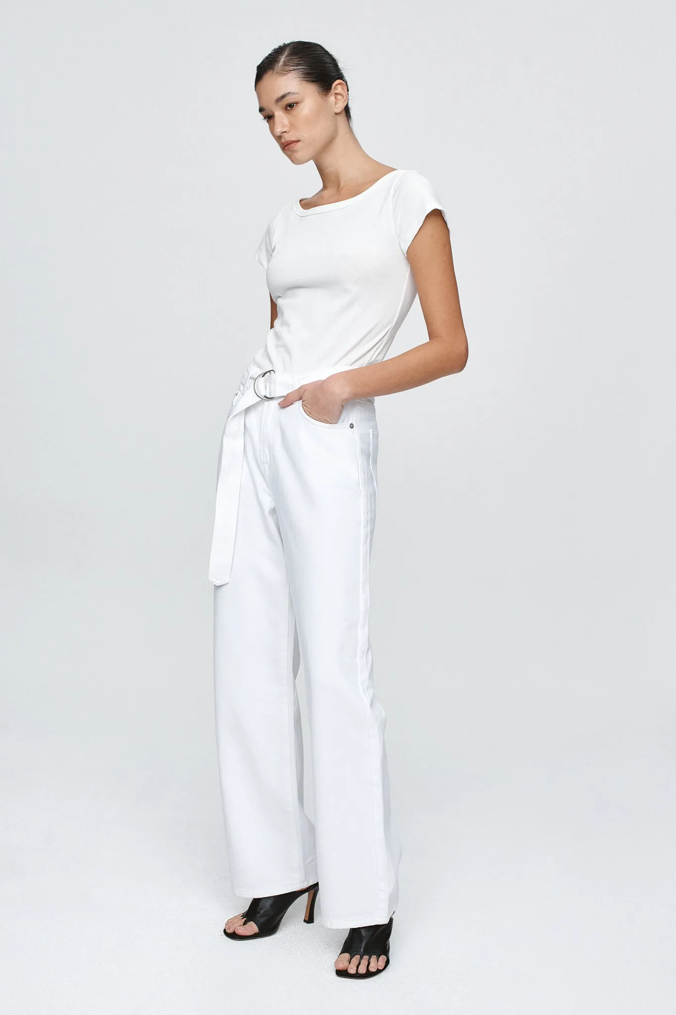 Marle | Belted Wide Leg Jean - Blanc sold by Sisters & Co product image thumbnail 4