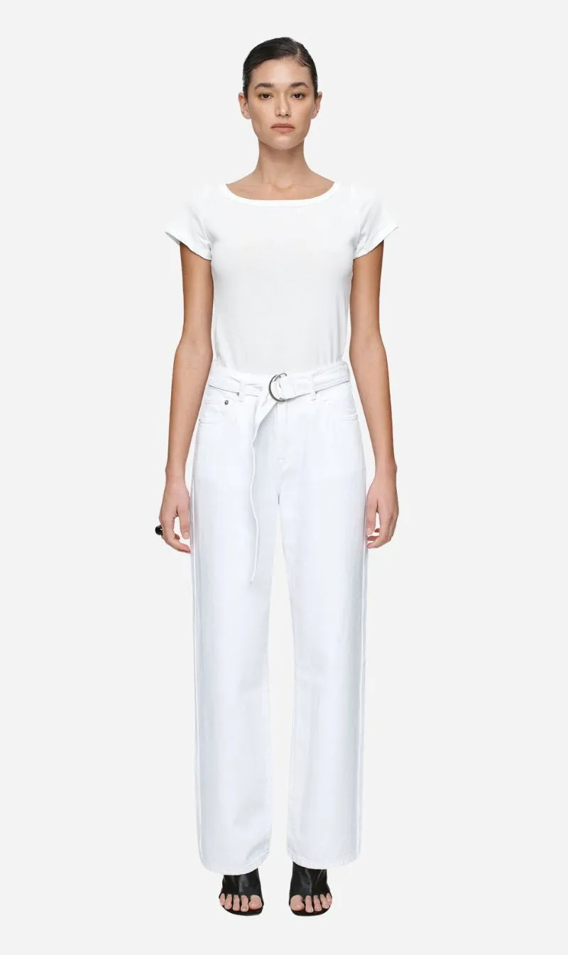 Marle | Belted Wide Leg Jean - Blanc sold by Sisters & Co