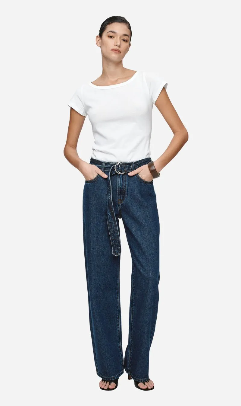 Marle | Belted Wide Leg Jean - Classic Blue sold by Sisters & Co