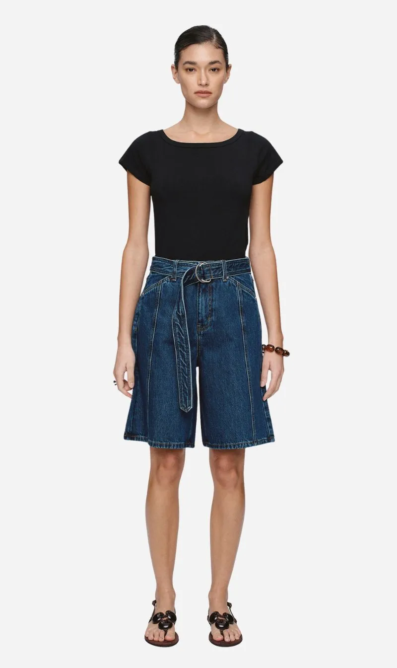 Marle | Belted Jean Short - Classic Blue sold by Sisters & Co