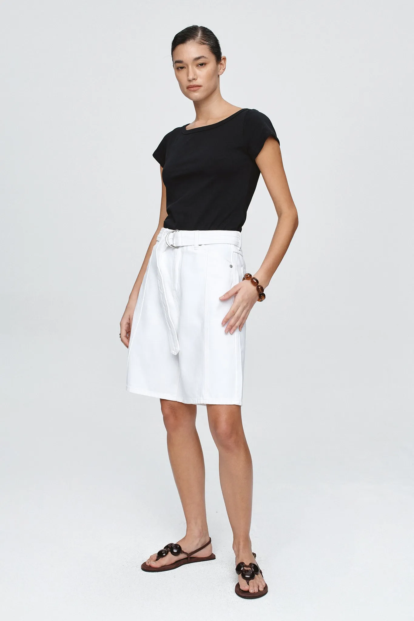 Marle | Belted Jean Short - Blanc sold by Sisters & Co product image thumbnail 3