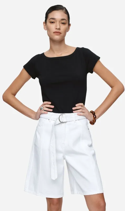 Marle | Belted Jean Short - Blanc sold by Sister & Co