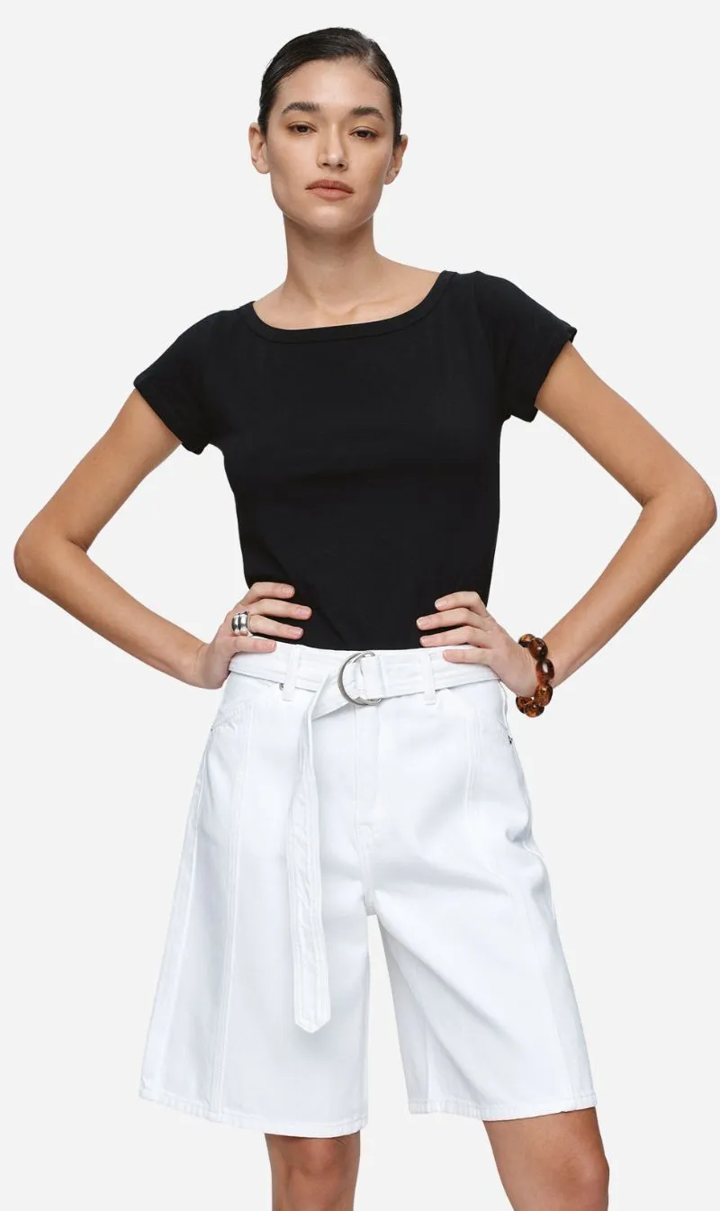 Marle | Belted Jean Short - Blanc sold by Sisters & Co
