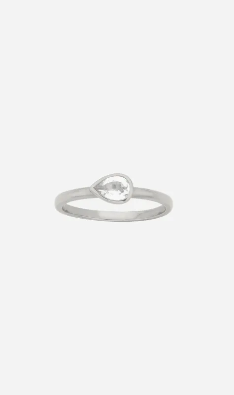 Zoe & Morgan | Mon Petit Stacking Ring - Silver/Pear White Topaz sold by Sisters & Co