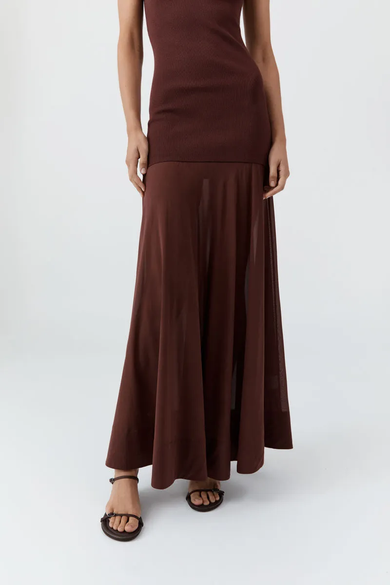 St Agni | Sheer Silk Circle Hem Dress - Liqueur sold by Sisters & Co product image thumbnail 3