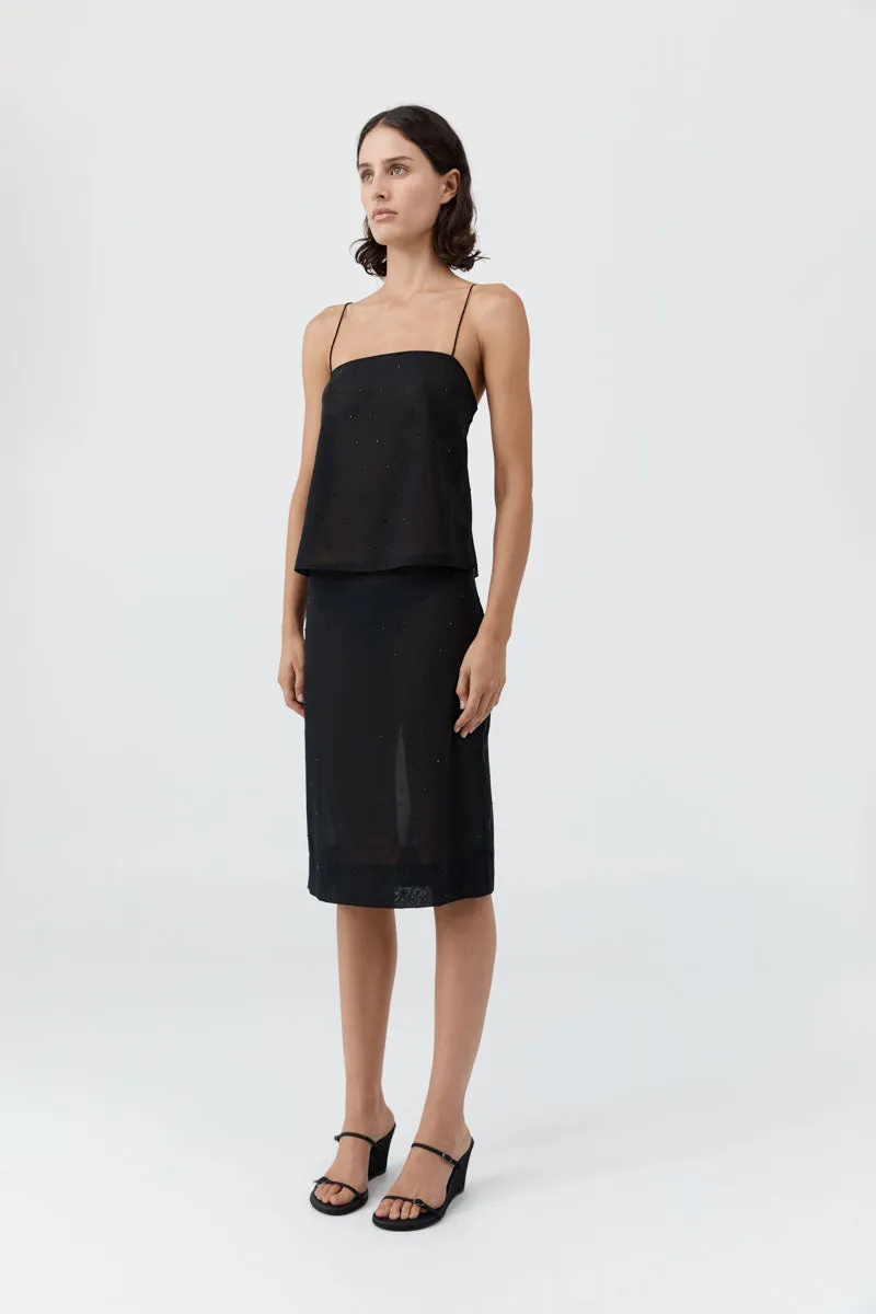 St Agni | Silk Glass Beaded Skirt - Black sold by Sisters & Co product image thumbnail 2