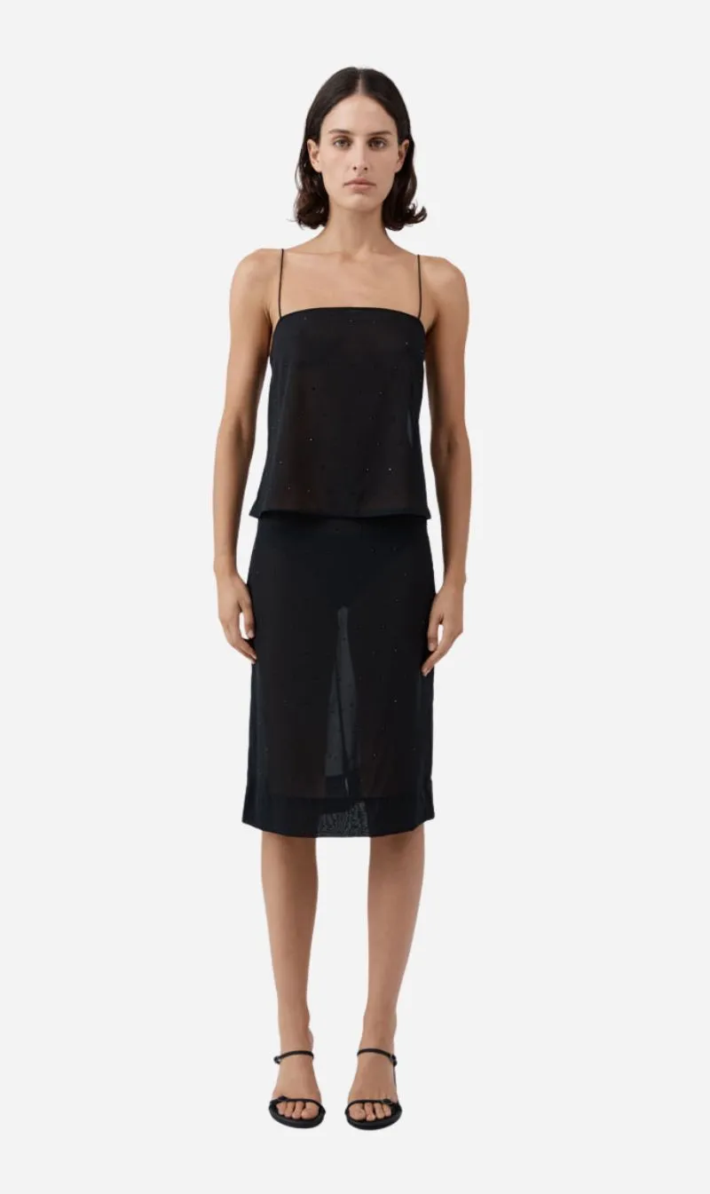 St Agni | Silk Glass Beaded Skirt - Black sold by Sisters & Co