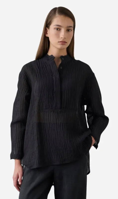 Laing | Relaxed Bib Front Shirt - Black sold by Sisters & Co