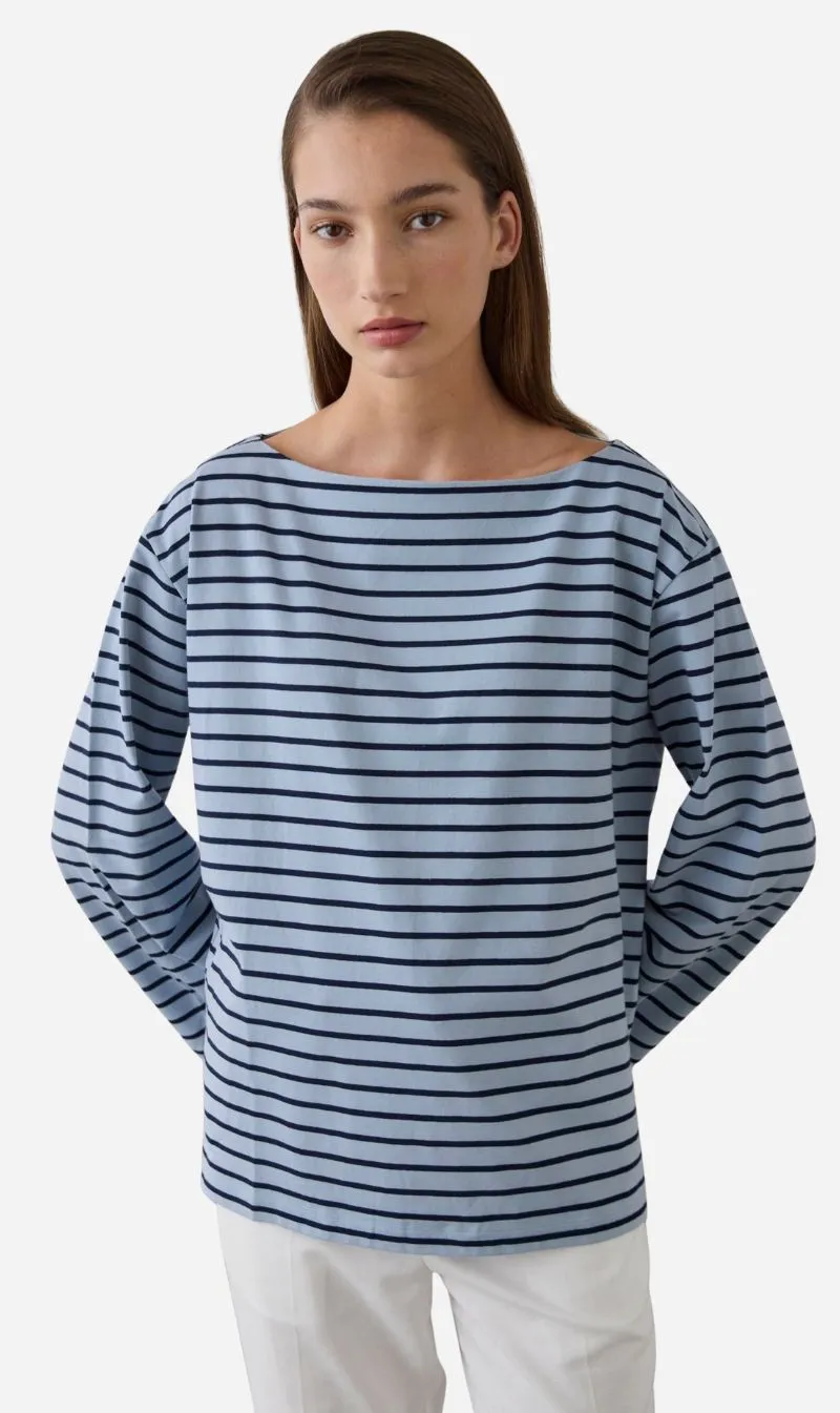 Laing | Striped Long Sleeve T.Shirt - Navy/Cadet Blue sold by Sisters & Co
