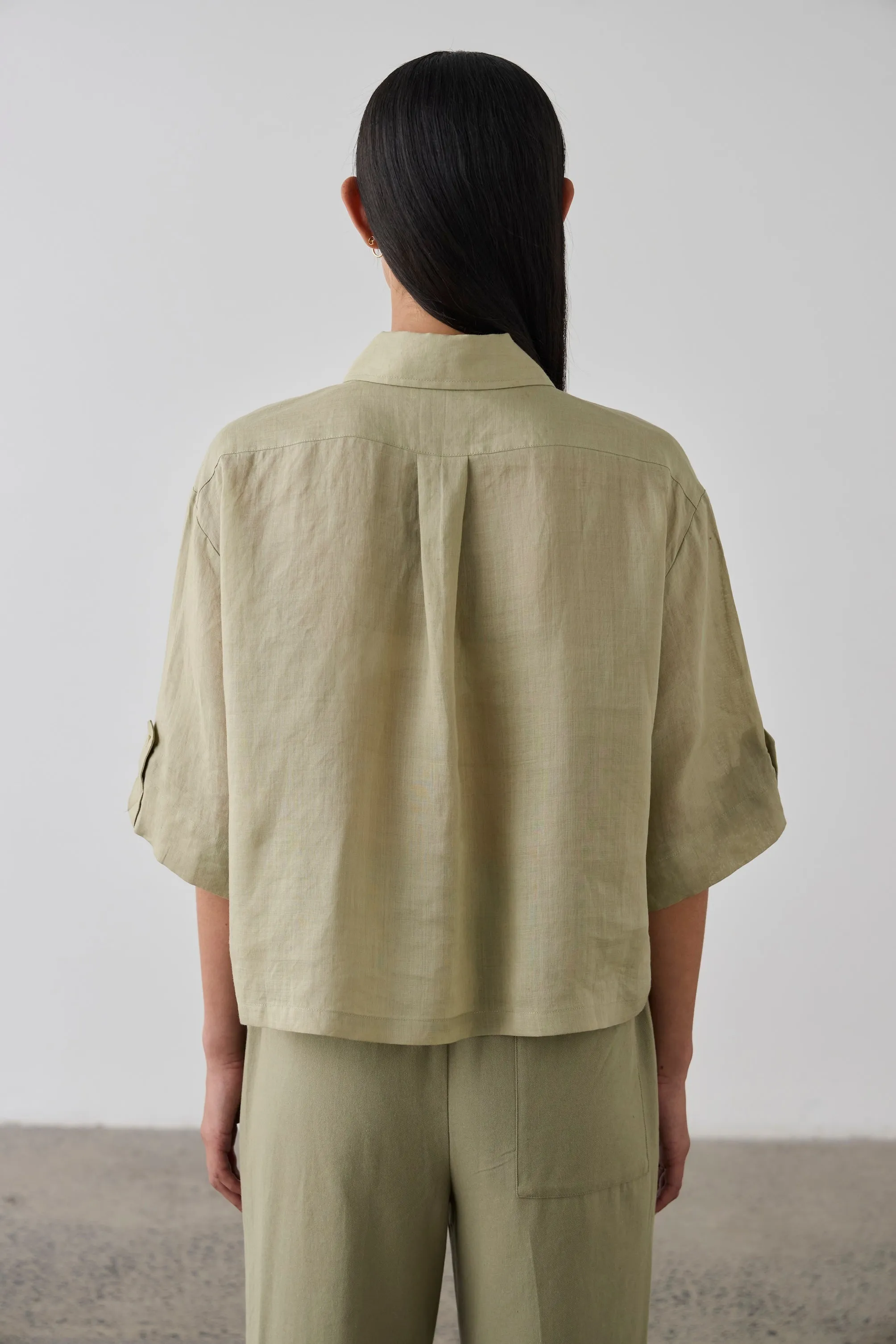 Laing | Cropped Tab Shirt - Fennel sold by Sisters & Co product image thumbnail 3
