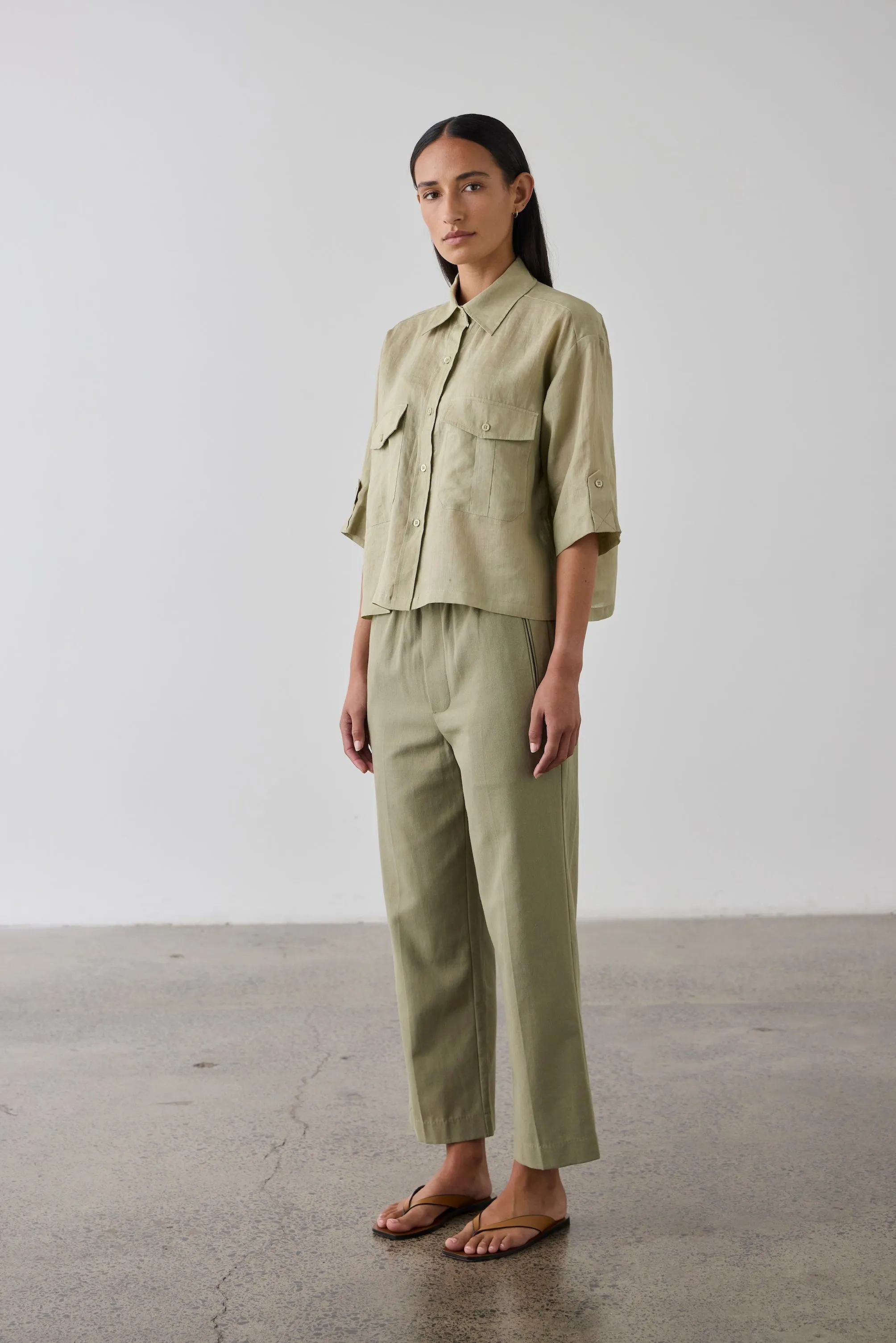 Laing | Cropped Tab Shirt - Fennel sold by Sisters & Co product image thumbnail 5