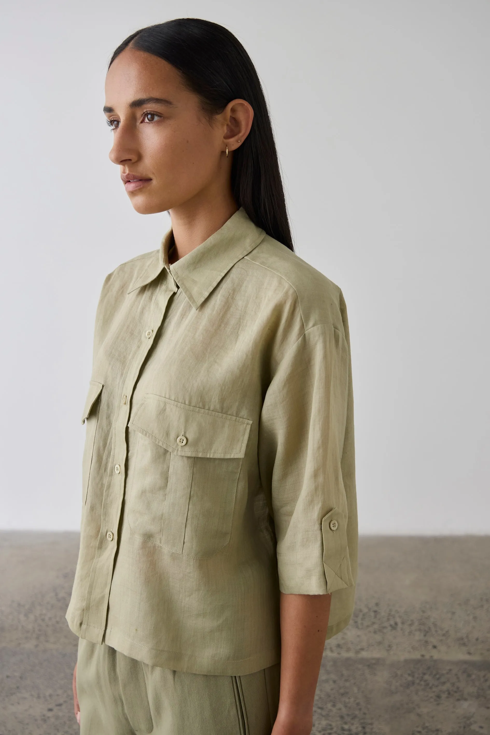 Laing | Cropped Tab Shirt - Fennel sold by Sisters & Co product image thumbnail 2