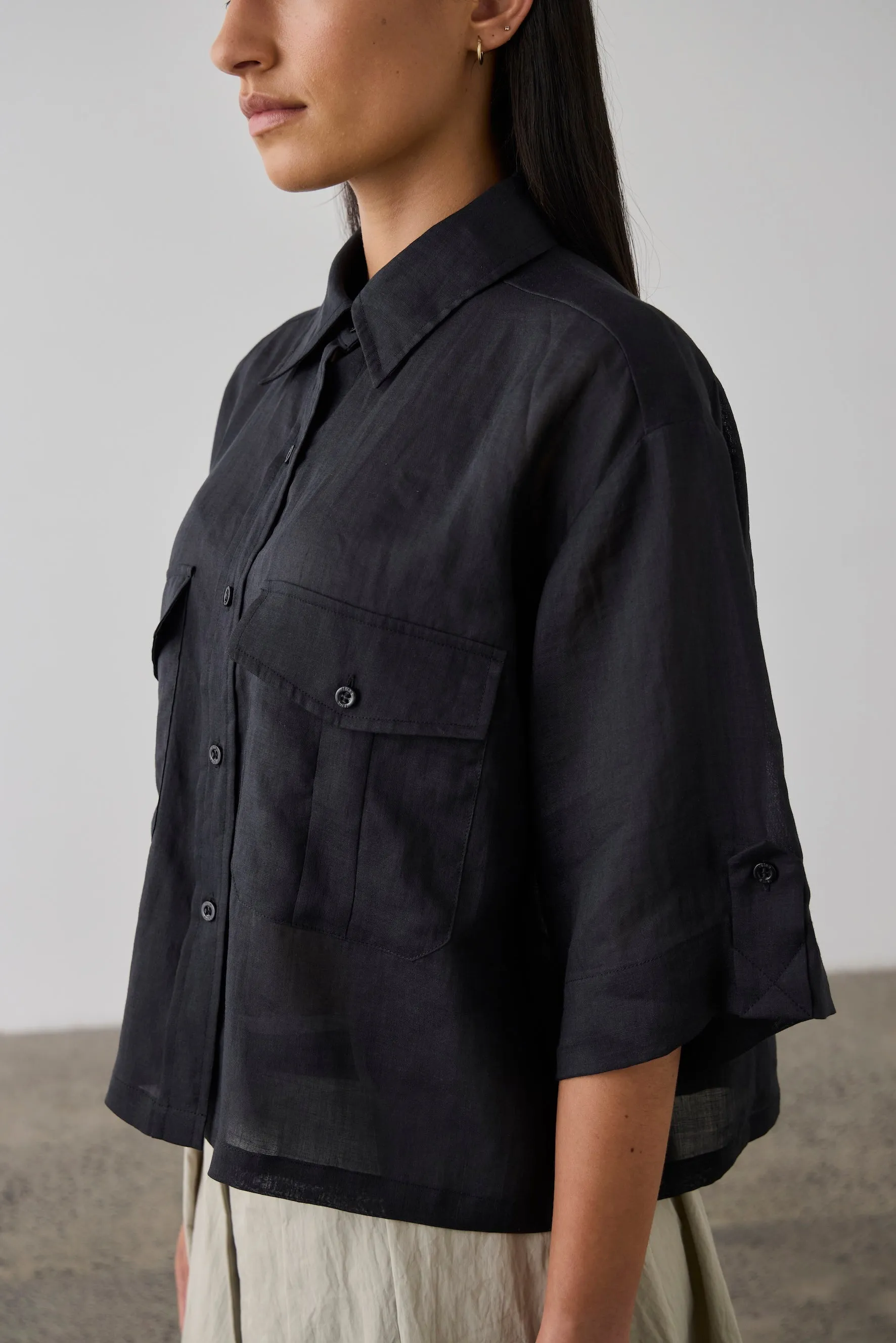 Laing | Cropped Tab Shirt - Black sold by Sister & Co product image thumbnail 3