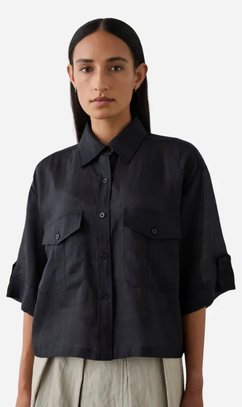 Laing | Cropped Tab Shirt - Black sold by Sister & Co