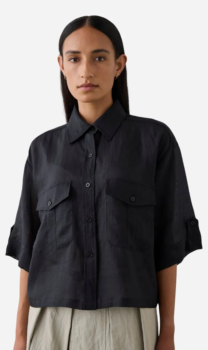 Laing | Cropped Tab Shirt - Black sold by Sister & Co