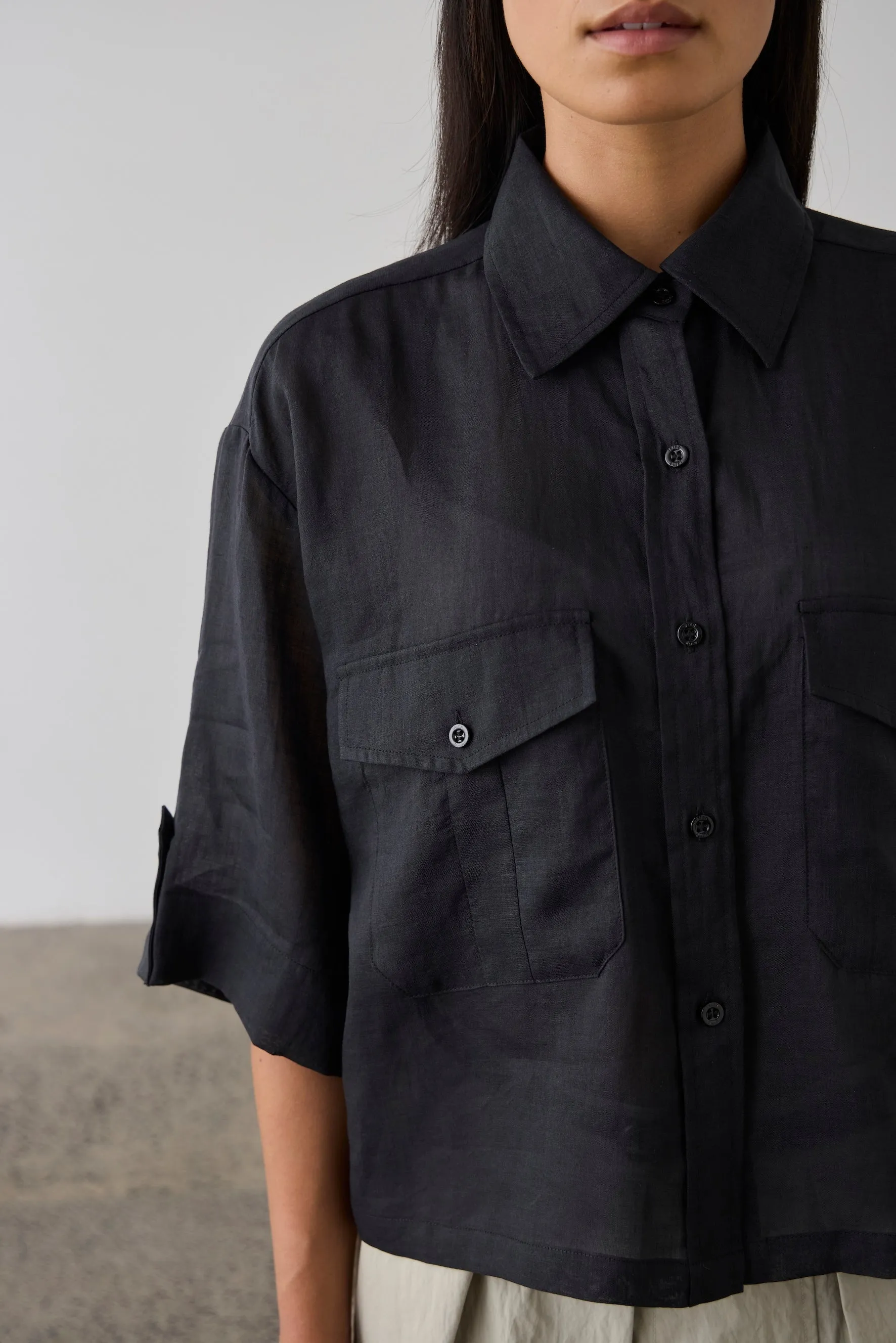 Laing | Cropped Tab Shirt - Black sold by Sister & Co product image thumbnail 2