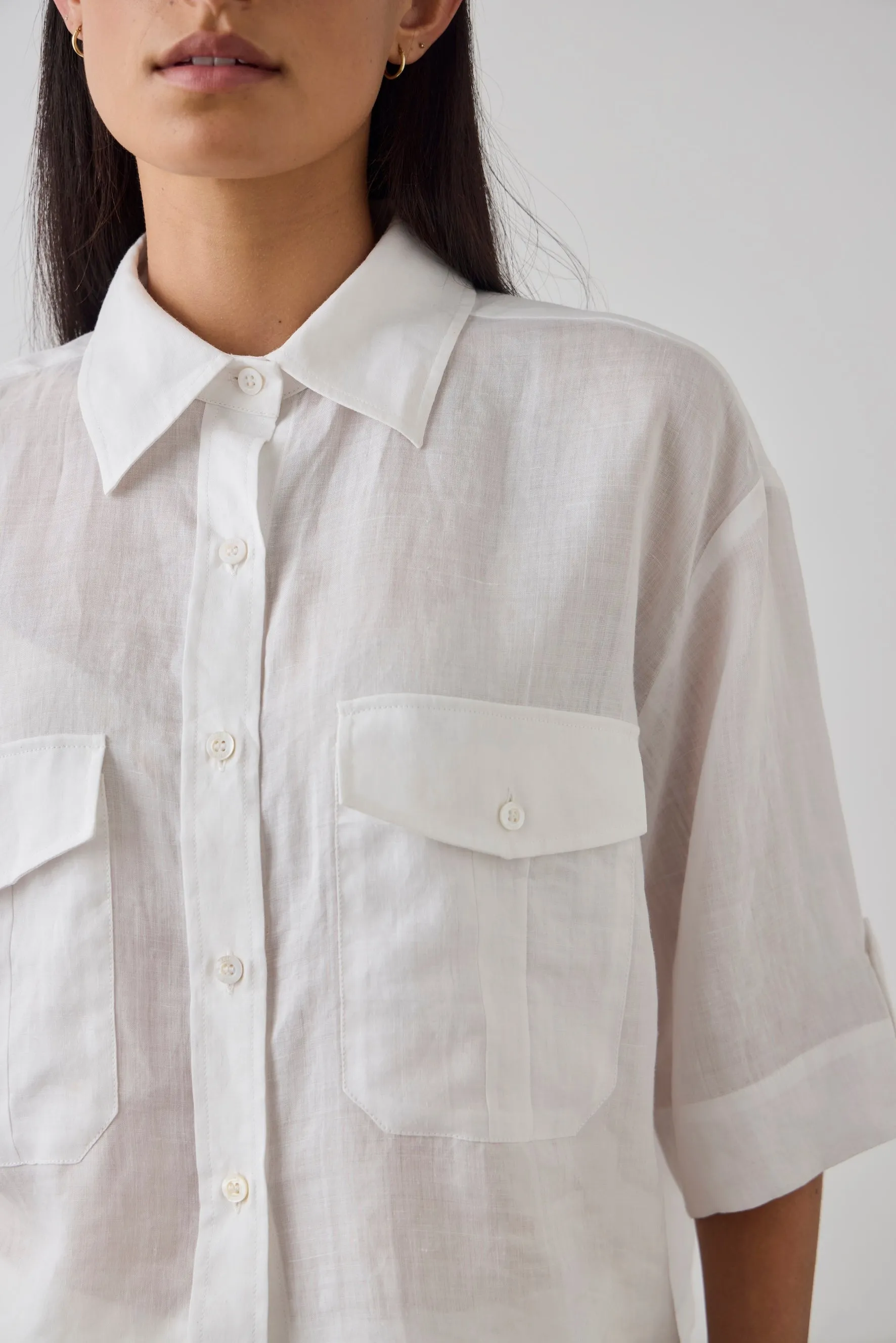 Laing | Cropped Tab Shirt - White sold by Sisters & Co product image thumbnail 5