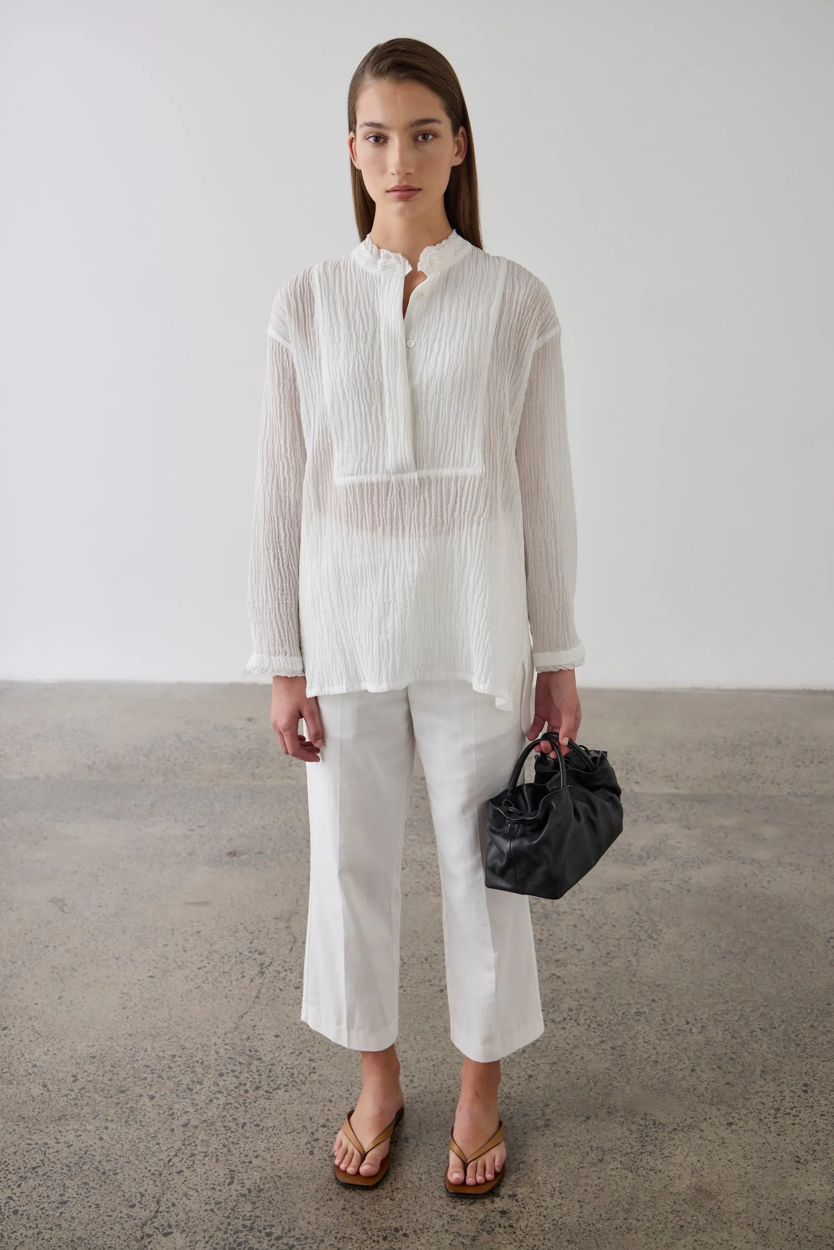 Laing | Relaxed Bib Front Shirt - White sold by Sisters & Co product image thumbnail 2
