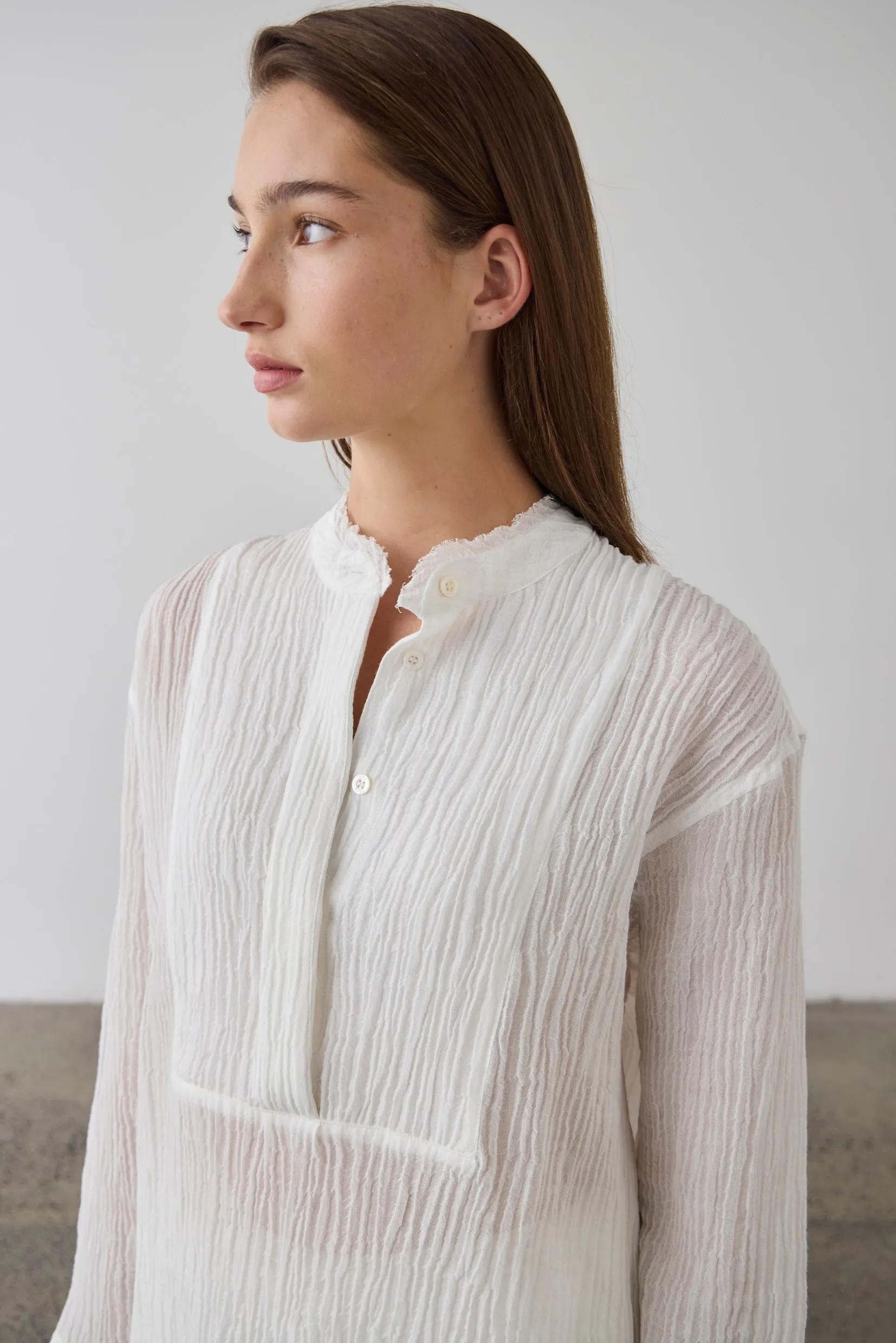 Laing | Relaxed Bib Front Shirt - White sold by Sisters & Co product image thumbnail 3