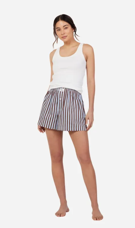 Dear Dylan | Riviera Stripe Boxer Short - Azul/Crème/Umber sold by Sisters & Co