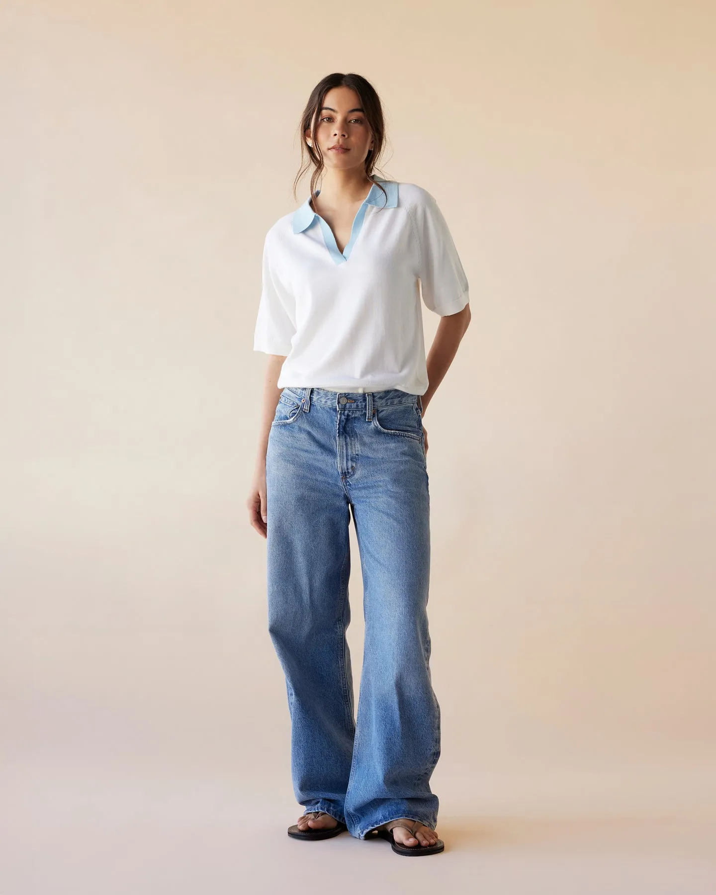 Dear Dylan | Merino Palmer Polo - Ivory/Azul sold by Sisters & Co product image thumbnail 3