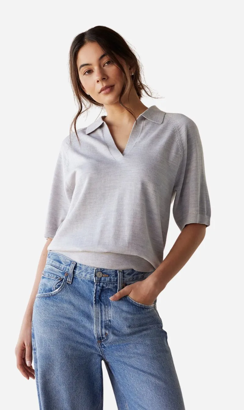 Dear Dylan | Merino Palmer Polo - Fog sold by Sisters & Co