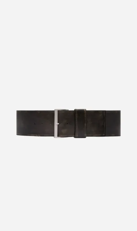 St Agni | Brushed Wide Classic Belt - Black sold by Sisters & Co