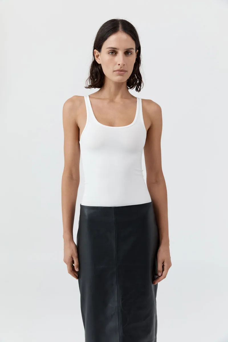 St Agni | Soft Jersey Slim Scoop Tank - White sold by Sisters & Co product image thumbnail 2