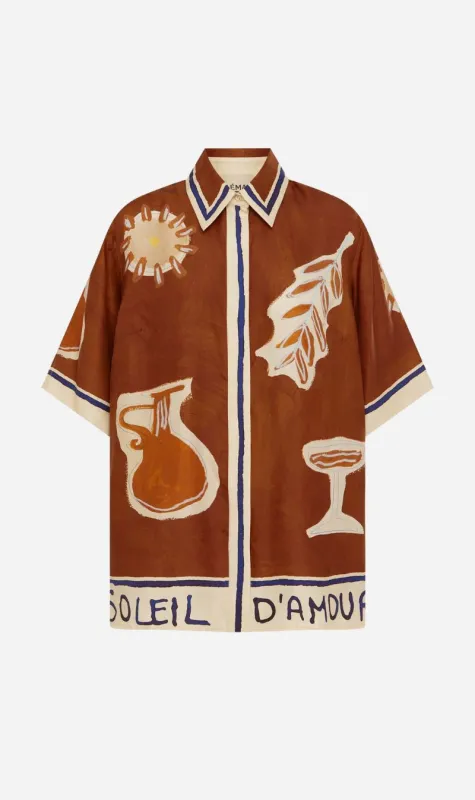Alemais | Soleil D'Amour Silk Shirt - Rust sold by Sister & Co
