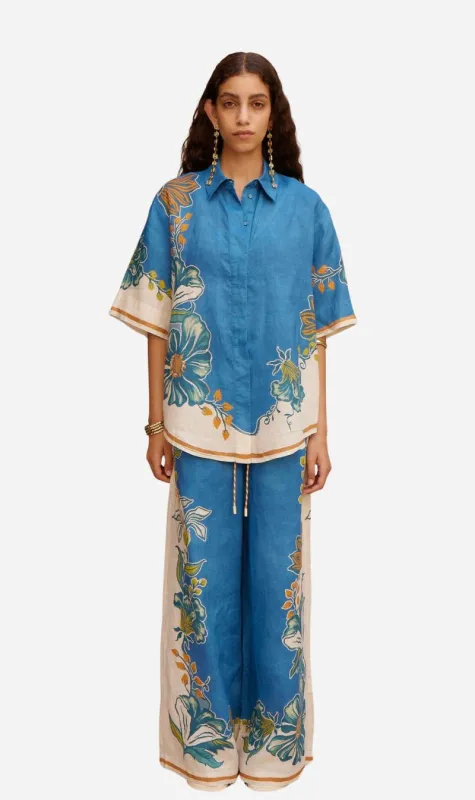 Alemais | Luda Shirt - Blue sold by Sisters & Co