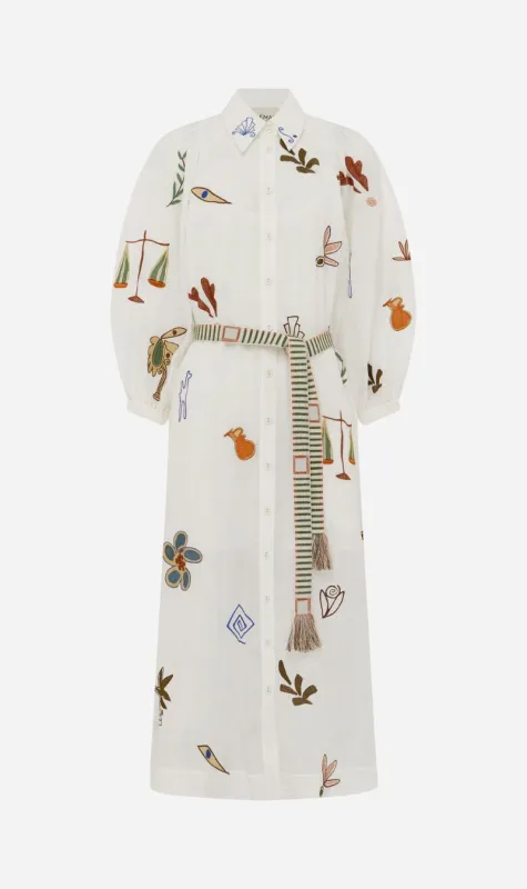 Alemais | Mina Embroidered Shirt Dress - Cream sold by Sisters & Co