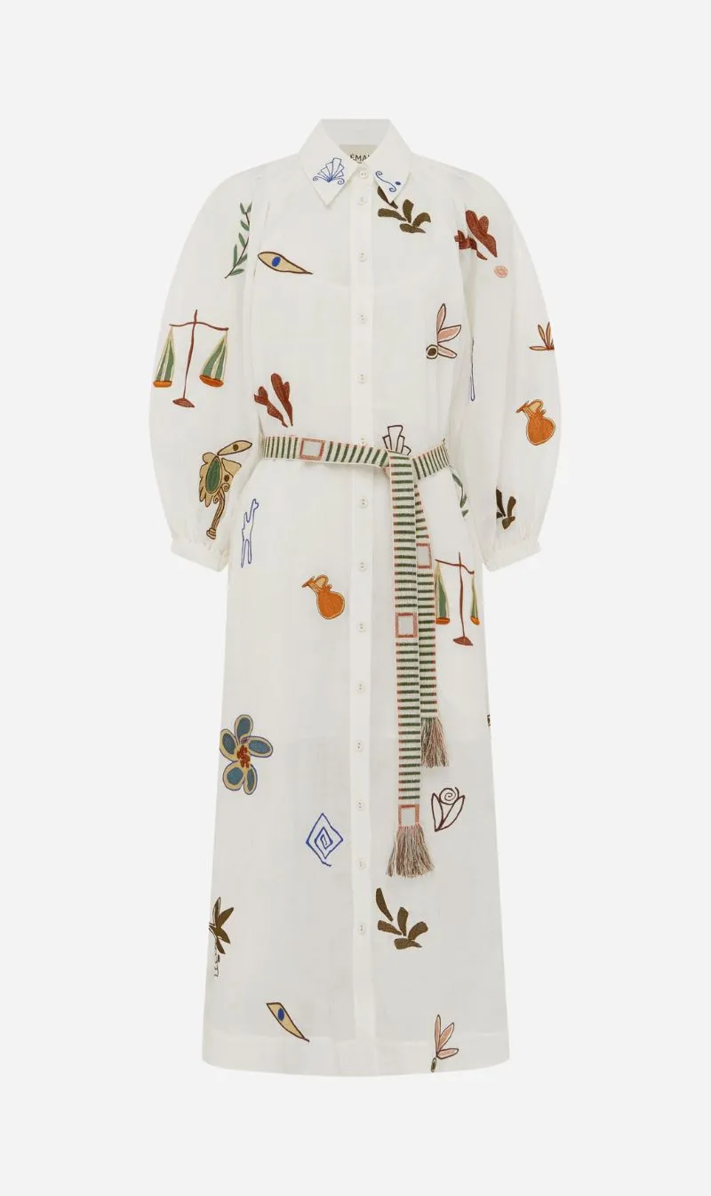 Alemais | Mina Embroidered Shirt Dress - Cream sold by Sisters & Co