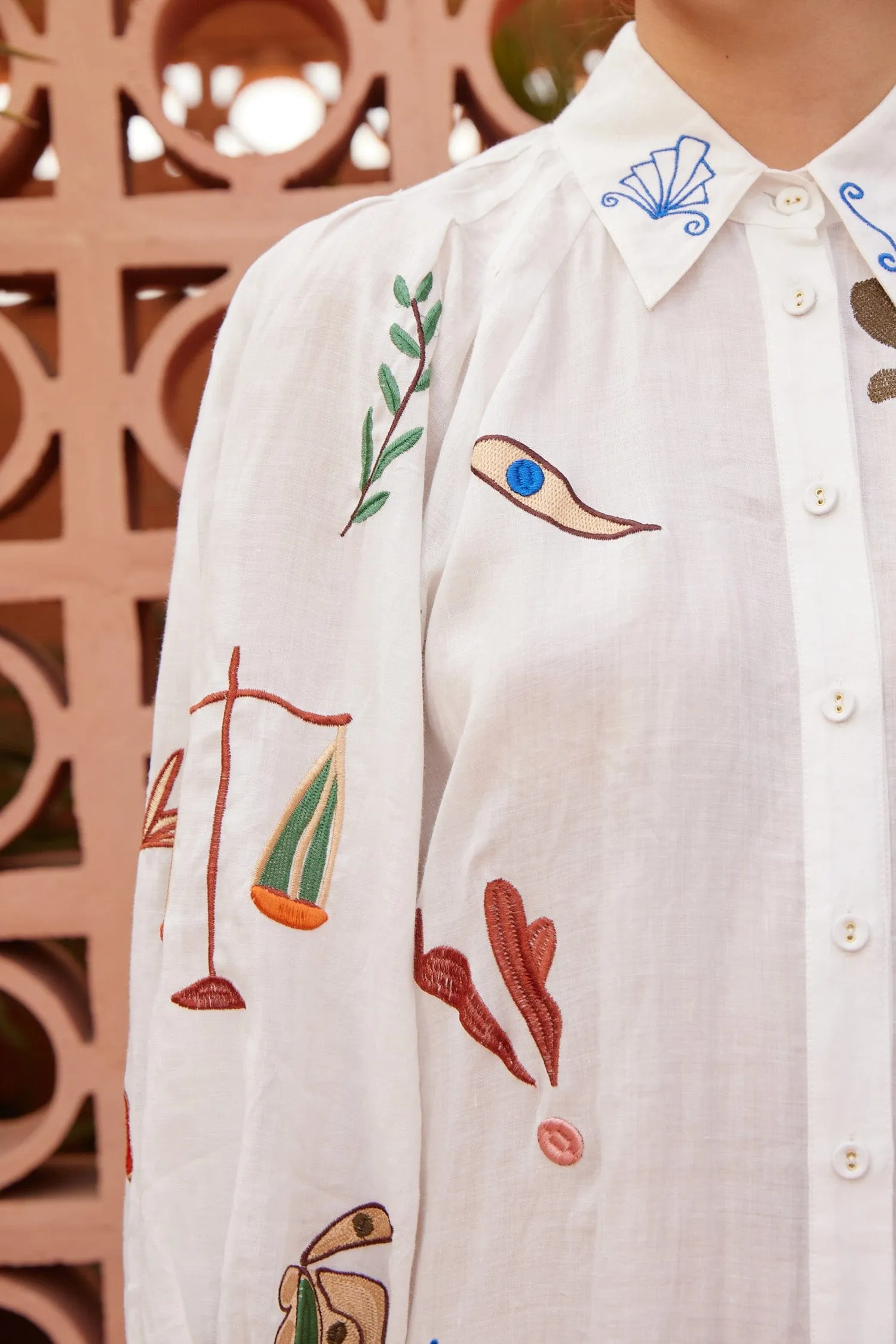 Alemais | Mina Embroidered Shirt Dress - Cream sold by Sisters & Co product image thumbnail 5