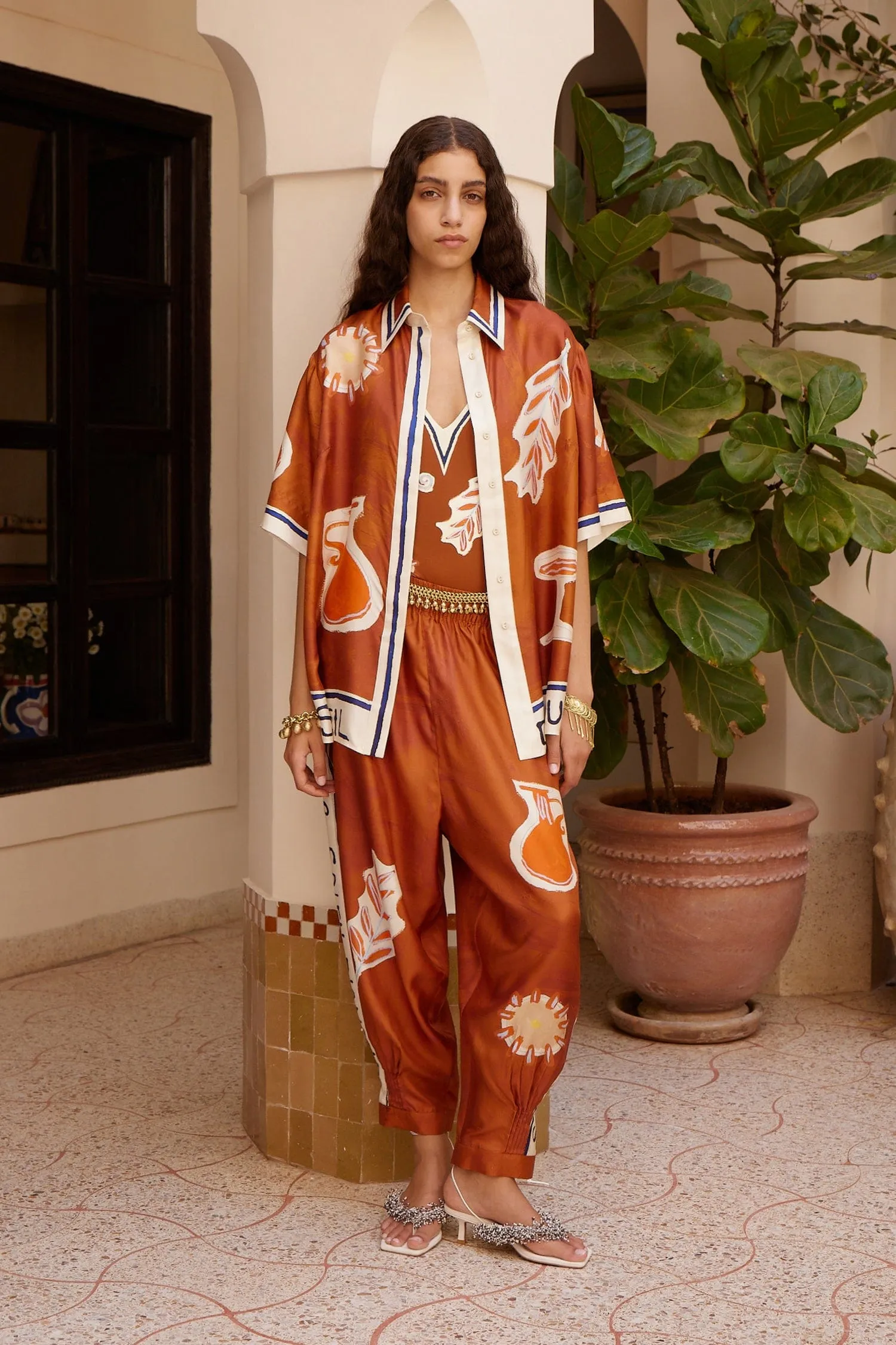 Alemais | Soleil D'Amour Tapered Silk Pant - Rust sold by Sisters & Co product image thumbnail 2