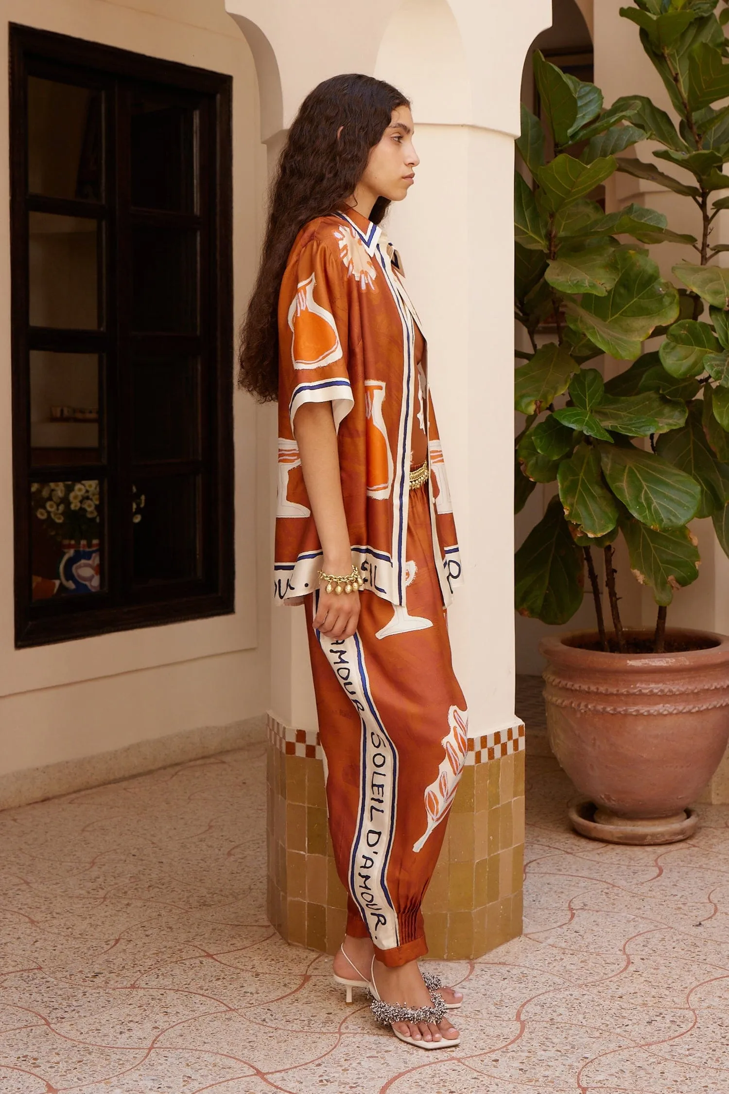 Alemais | Soleil D'Amour Tapered Silk Pant - Rust sold by Sisters & Co product image thumbnail 3