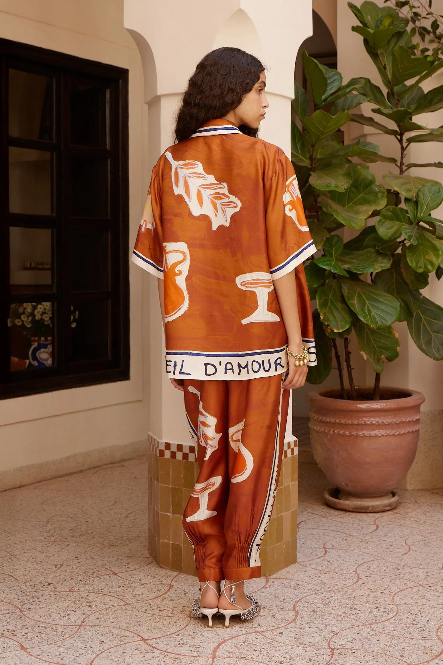 Alemais | Soleil D'Amour Tapered Silk Pant - Rust sold by Sisters & Co product image thumbnail 4