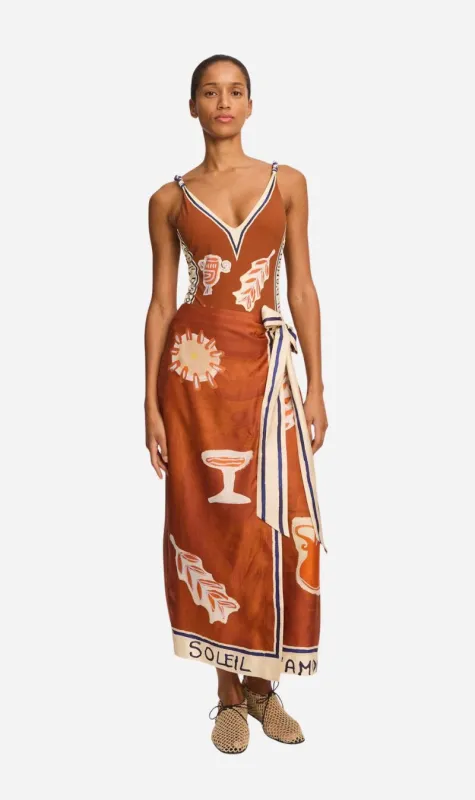Alemais | Soleil D'Amour Silk Sarong - Rust made by Alemais