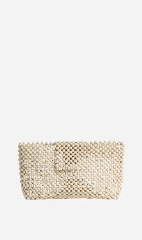 La Tribe | Beaded Clutch - Bone sold by Sisters & Co