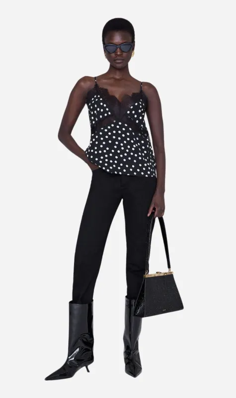 Anine Bing | Amelie Camisole - Black & White Dot Jacquard sold by Sister & Co