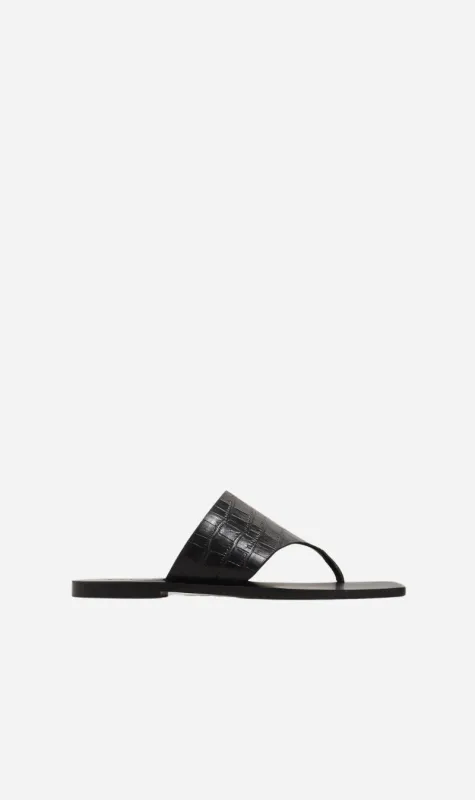 A.Emery | Paton Sandal - Black Embossed Croc sold by Sisters & Co
