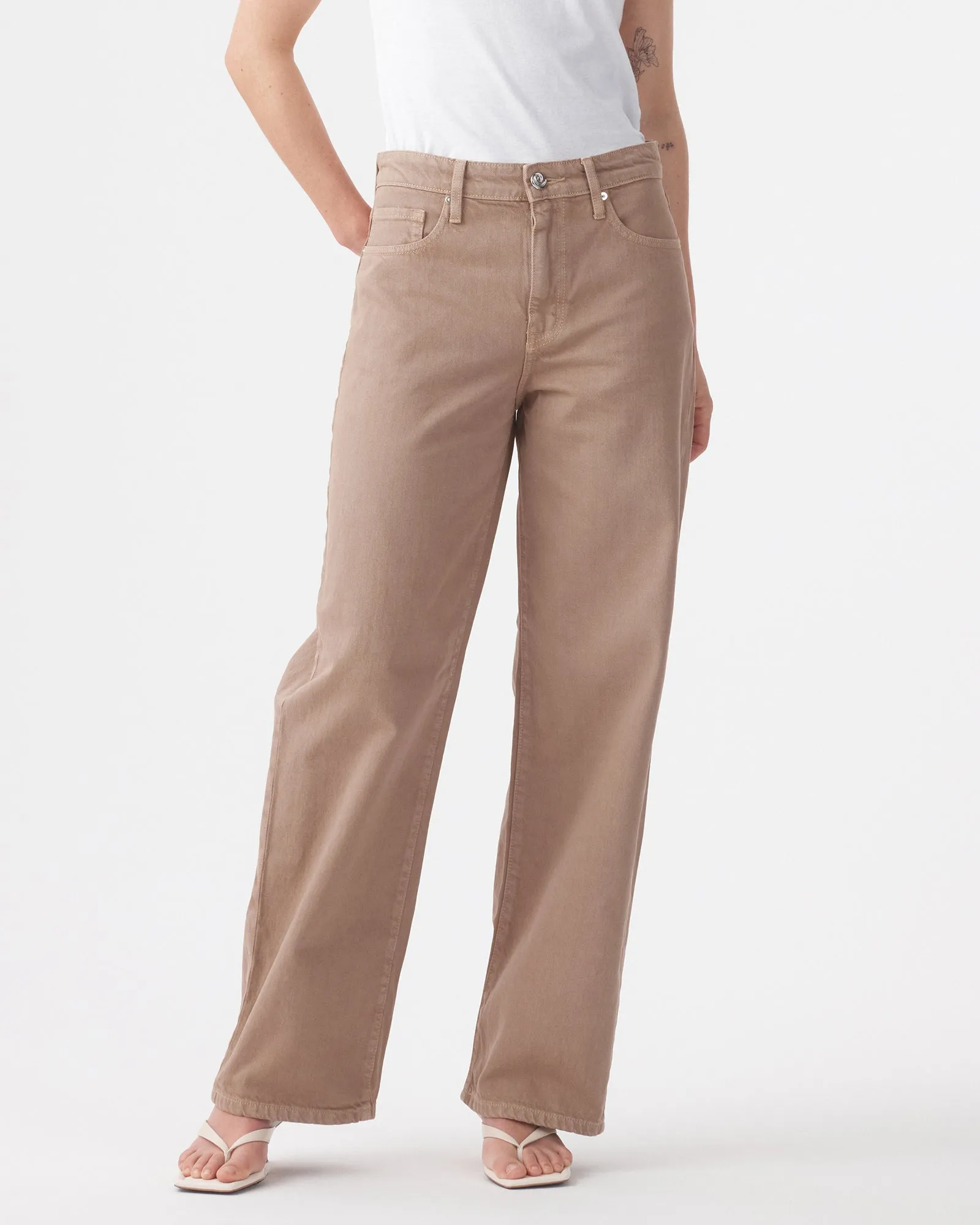 Outland Denim | Olive Mid Slouchy Wide Jean - Mushroom sold by Sisters & Co product image thumbnail 4