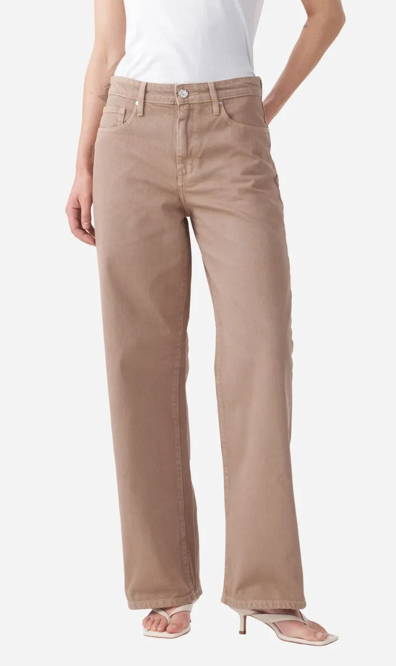 Outland Denim | Olive Mid Slouchy Wide Jean - Mushroom sold by Sisters & Co