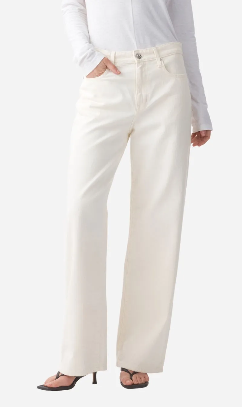 Outland Denim | Olive Mid Slouchy Wide Jean - Bone sold by Sisters & Co