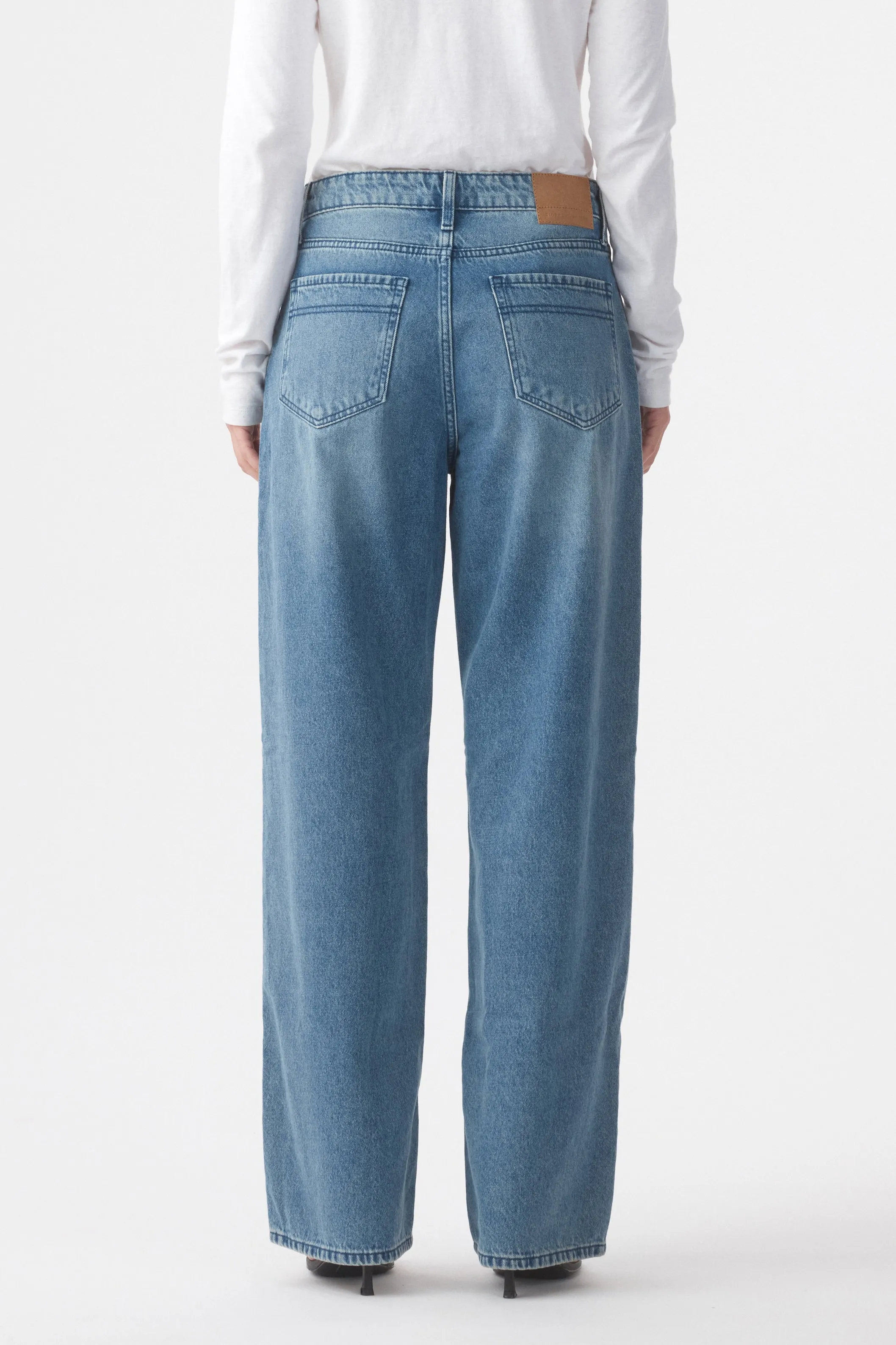 Outland Denim | Olive Mid Slouchy Wide Jean - Marina Mid Blue sold by Sisters & Co product image thumbnail 5